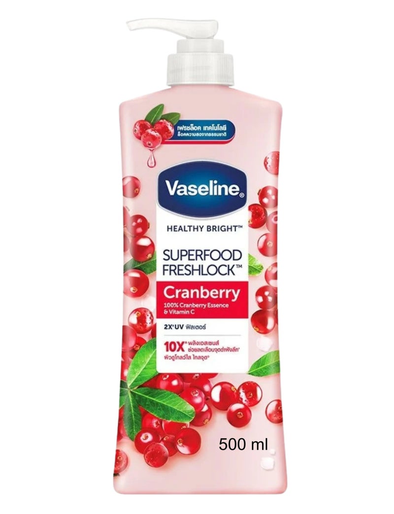 Vaseline Superfood Freshlock Cranberry Body Lotion for Fresh & Hydrated Skin – 500ml - Image 1